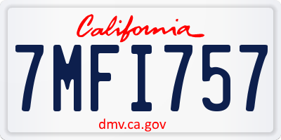 CA license plate 7MFI757