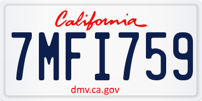 CA license plate 7MFI759