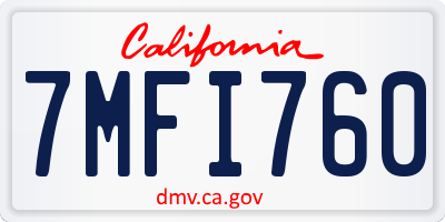 CA license plate 7MFI760