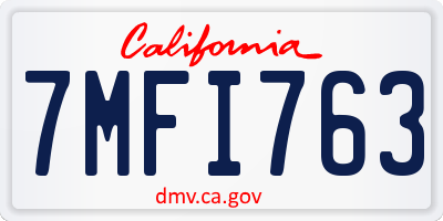 CA license plate 7MFI763
