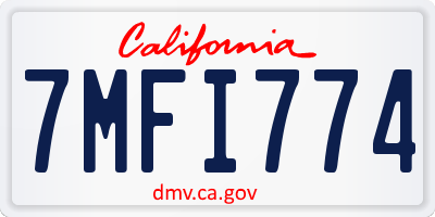 CA license plate 7MFI774