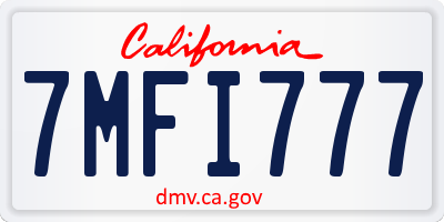 CA license plate 7MFI777