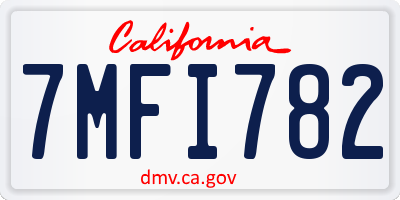 CA license plate 7MFI782