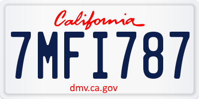 CA license plate 7MFI787