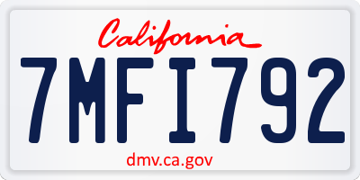 CA license plate 7MFI792