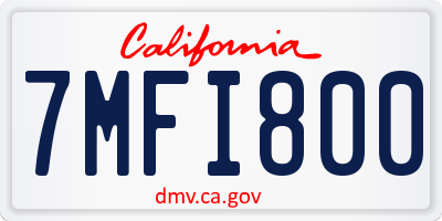 CA license plate 7MFI800