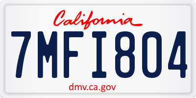CA license plate 7MFI804
