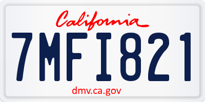 CA license plate 7MFI821