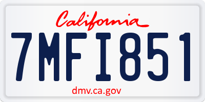 CA license plate 7MFI851