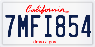 CA license plate 7MFI854