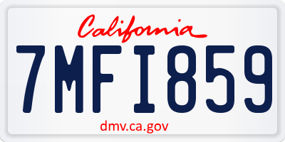 CA license plate 7MFI859
