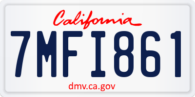 CA license plate 7MFI861