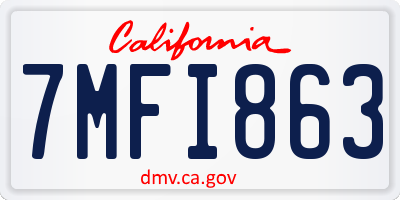CA license plate 7MFI863