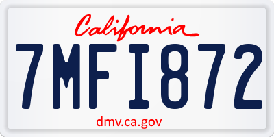 CA license plate 7MFI872