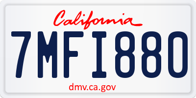 CA license plate 7MFI880