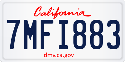 CA license plate 7MFI883