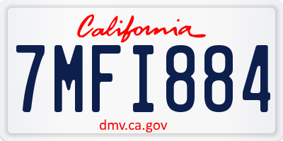 CA license plate 7MFI884