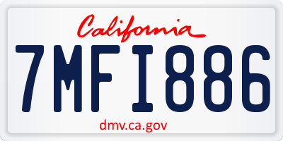 CA license plate 7MFI886