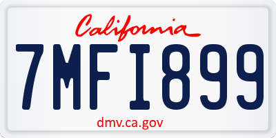 CA license plate 7MFI899