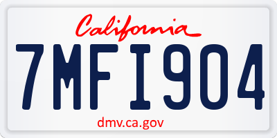 CA license plate 7MFI904