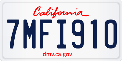 CA license plate 7MFI910