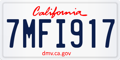CA license plate 7MFI917
