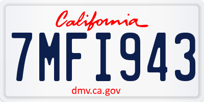 CA license plate 7MFI943