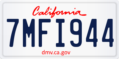 CA license plate 7MFI944