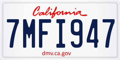 CA license plate 7MFI947