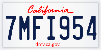 CA license plate 7MFI954