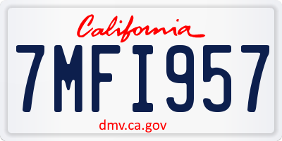 CA license plate 7MFI957