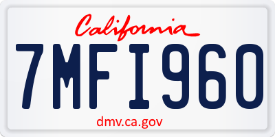 CA license plate 7MFI960