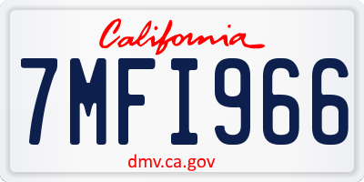 CA license plate 7MFI966
