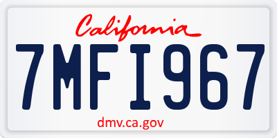 CA license plate 7MFI967