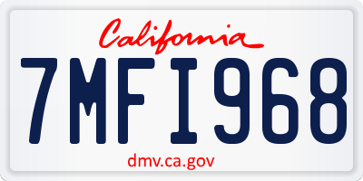 CA license plate 7MFI968