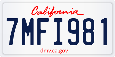 CA license plate 7MFI981