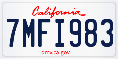 CA license plate 7MFI983