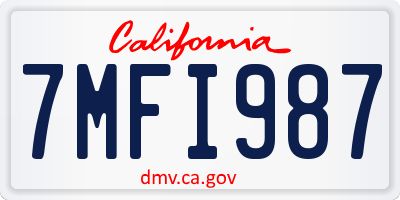 CA license plate 7MFI987