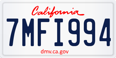 CA license plate 7MFI994