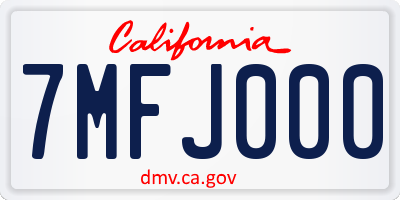 CA license plate 7MFJ000
