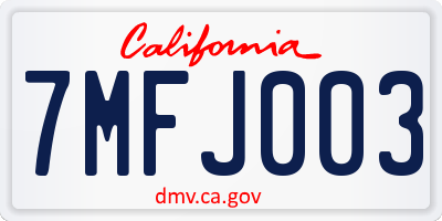 CA license plate 7MFJ003