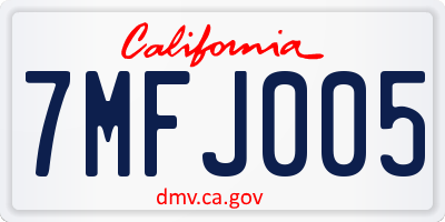 CA license plate 7MFJ005
