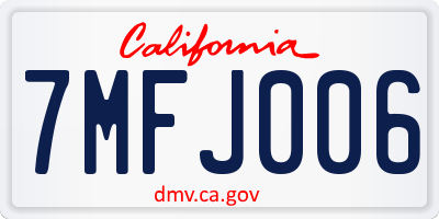 CA license plate 7MFJ006