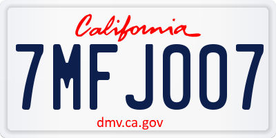 CA license plate 7MFJ007