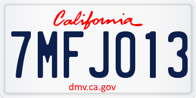 CA license plate 7MFJ013