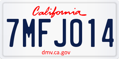 CA license plate 7MFJ014