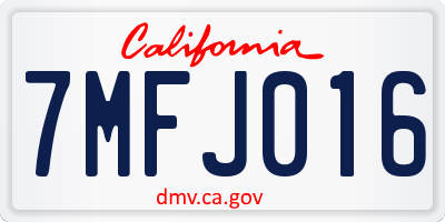 CA license plate 7MFJ016