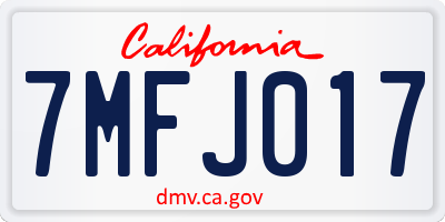 CA license plate 7MFJ017