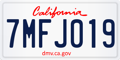 CA license plate 7MFJ019