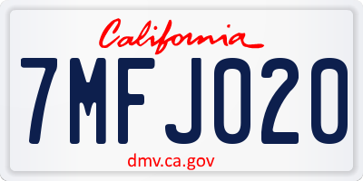 CA license plate 7MFJ020